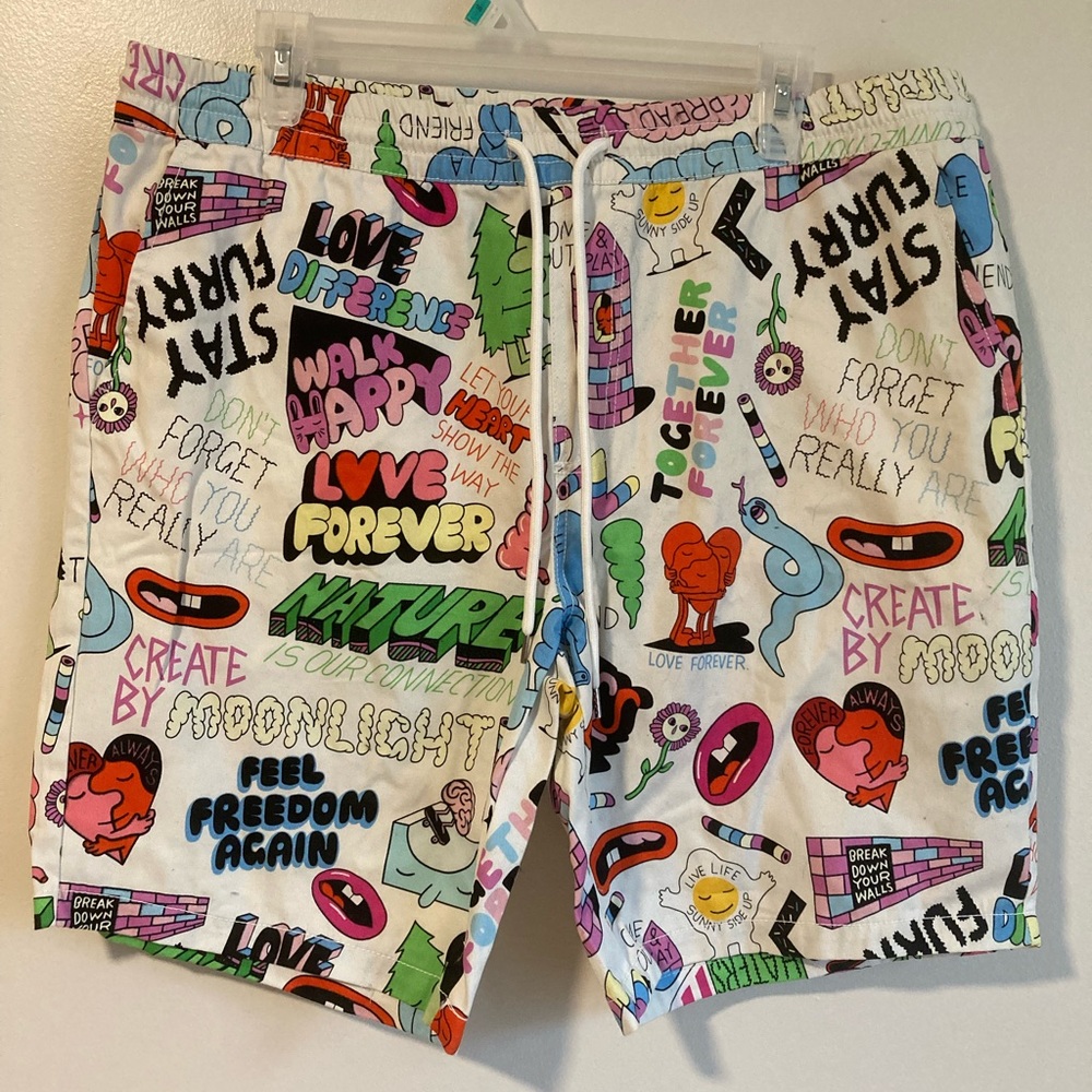 JEREMYVILLE X Forever21 Men’s All Over Print Shorts Size XL (Drawstring) NWOT
